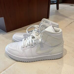 white/cream air jordan mids